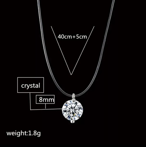8mm Dazzling CZ Pendant Invisible Floating Choker - Picture 4 of 5
